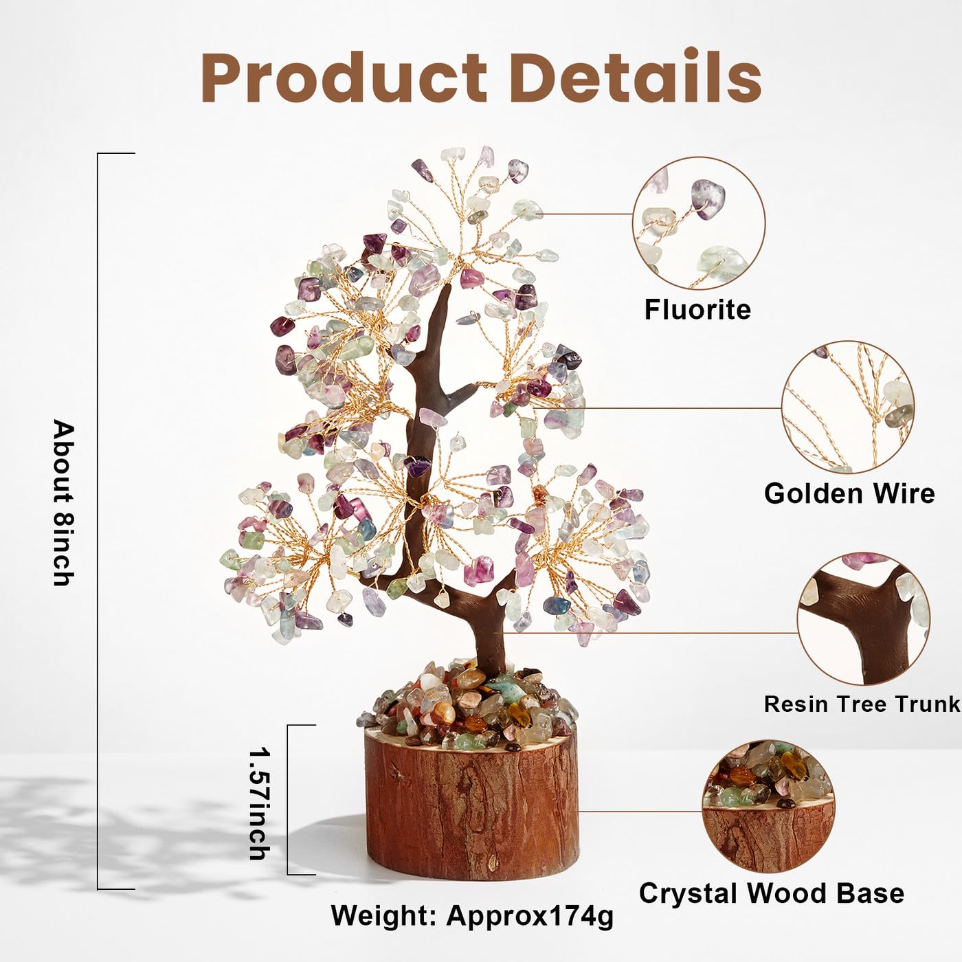 AWARDSEN Fluorite Crystal Tree Money Tree The Tree of Life Tree Crystal Ornaments Healing Crystals Gifts Desk Decorations Spiritual Gifts for Women - Image 3