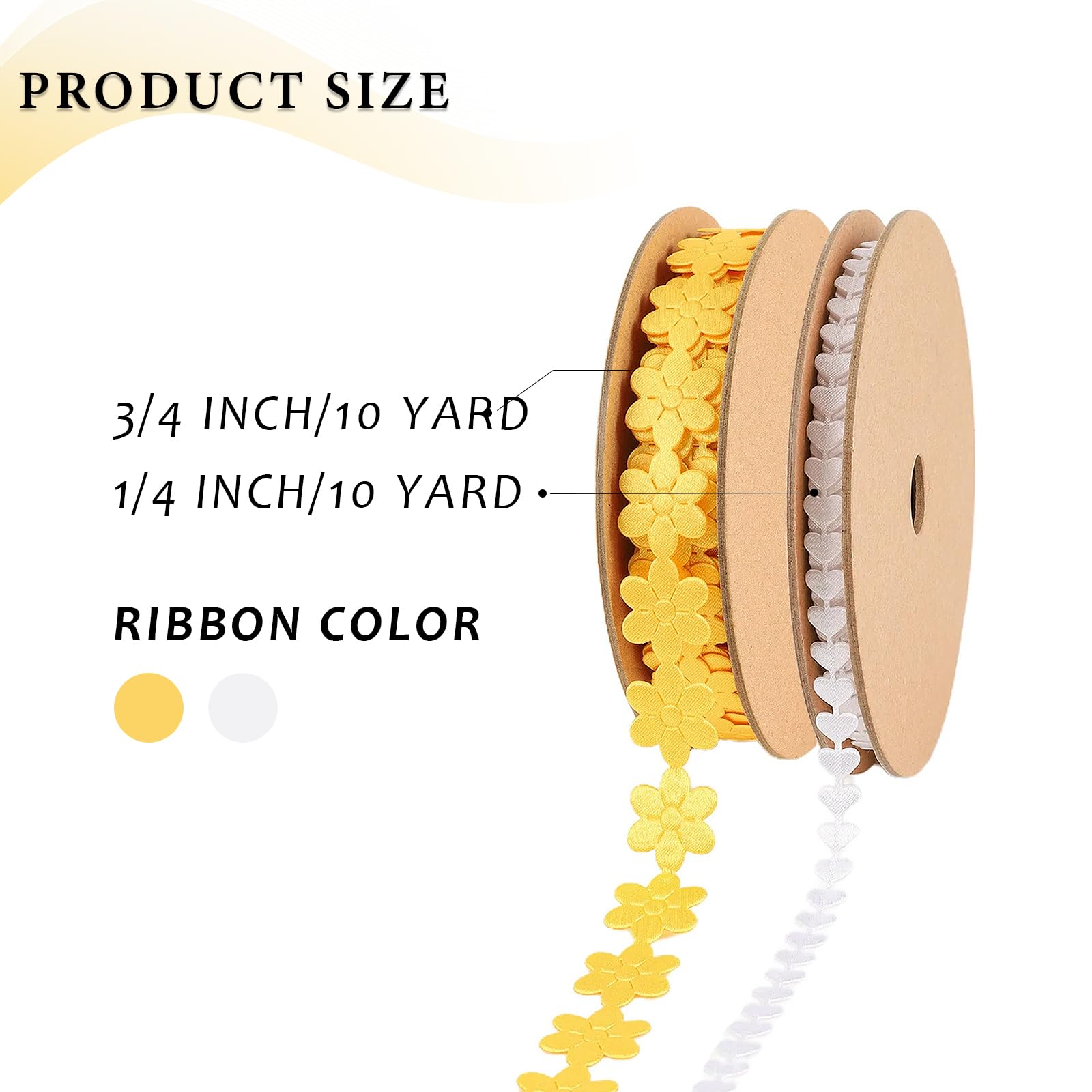 LaRibbons 2PCS Love Heart Trim Ribbons Embossing Ribbon with