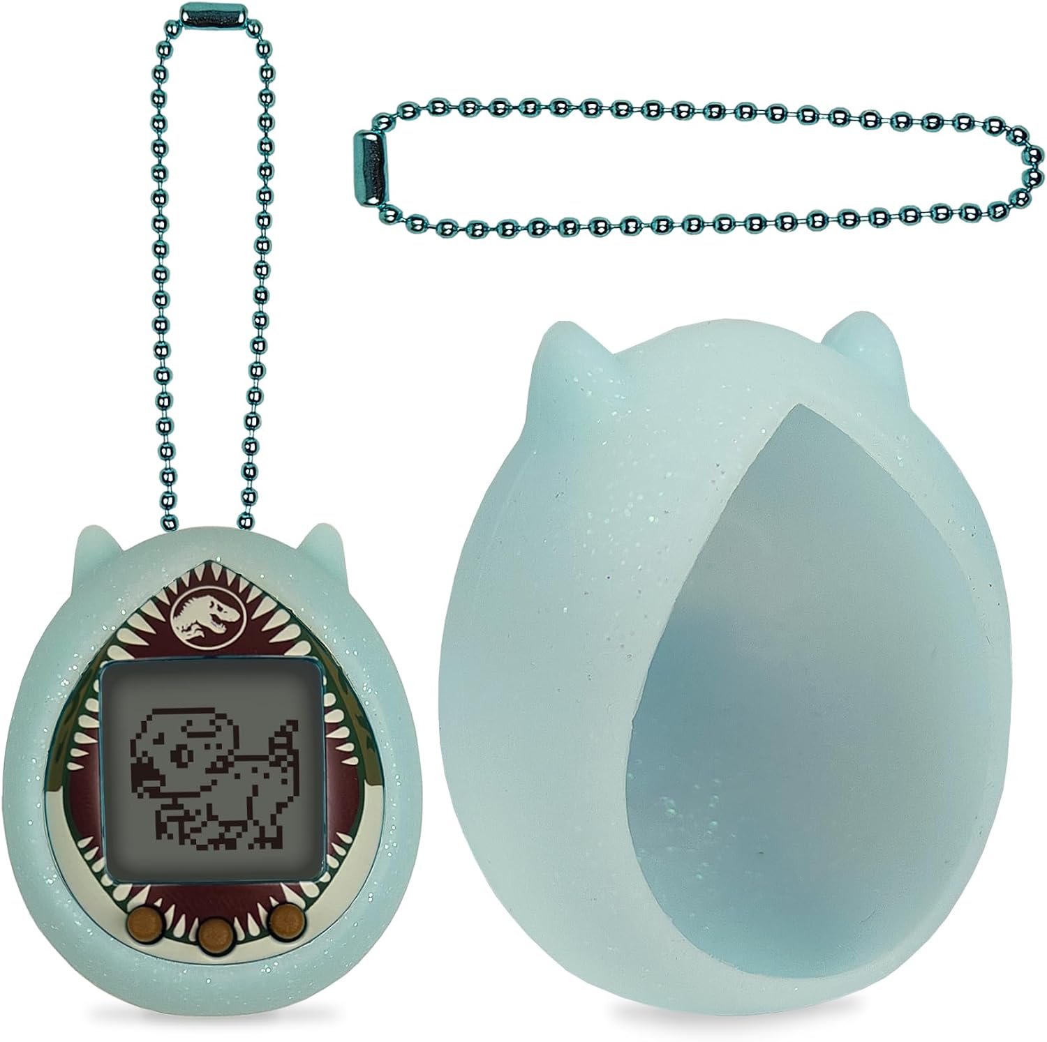 Silicone Cover Case for Tamagotchi Nano x Virtual Electronic Pets | Protective Case for Tamagotchi Nano x Jurassic World Rebirth Mosasaurus/Spinosaurus Accessories with Ball Ring (Blue)