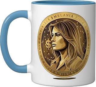 Trump and Melania Currency Launches Meme Coin Trump Crypto Ceramic Mug, Blue/White
