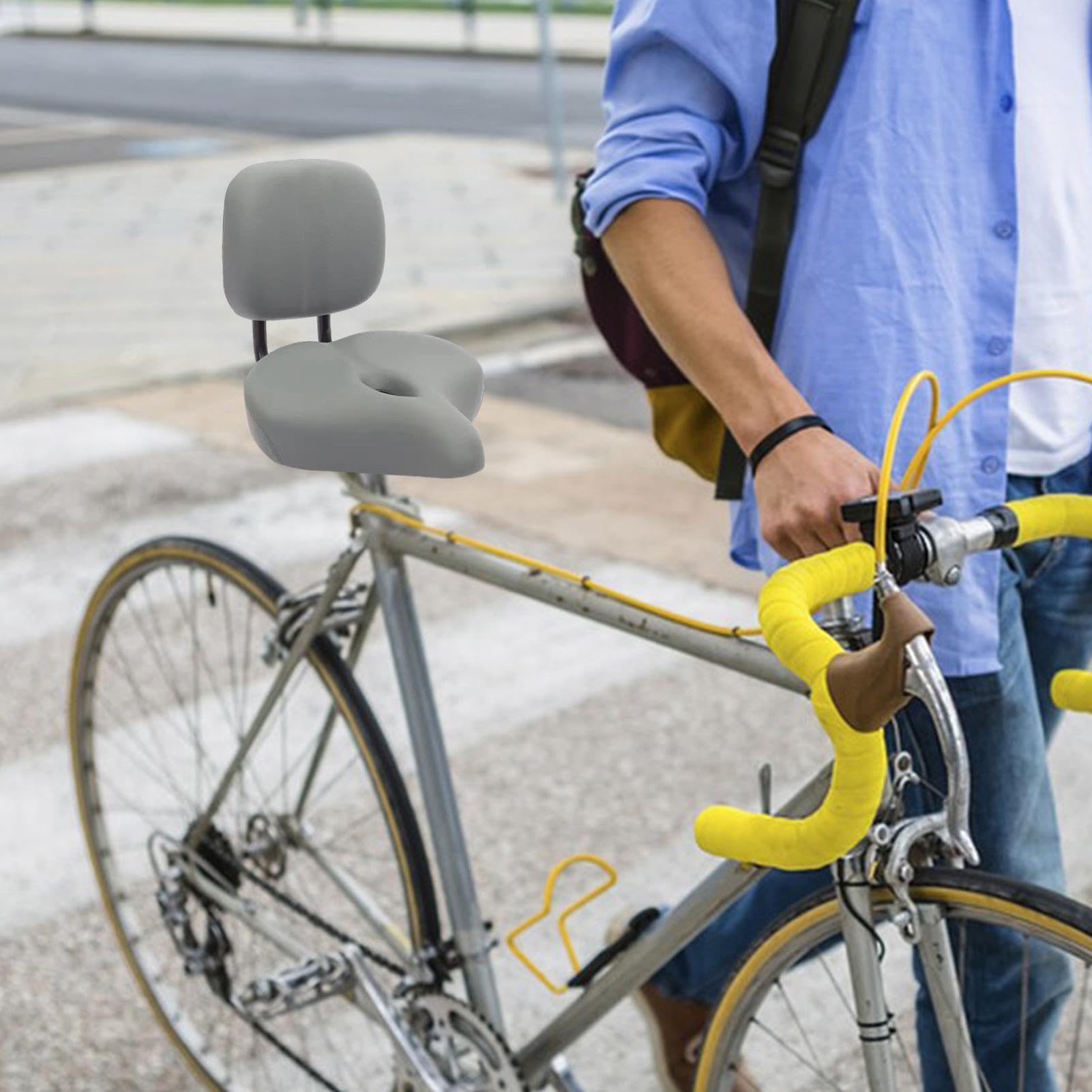 Sella per bicicletta di grandi dimensioni, in pelle PU, imbottita in memory