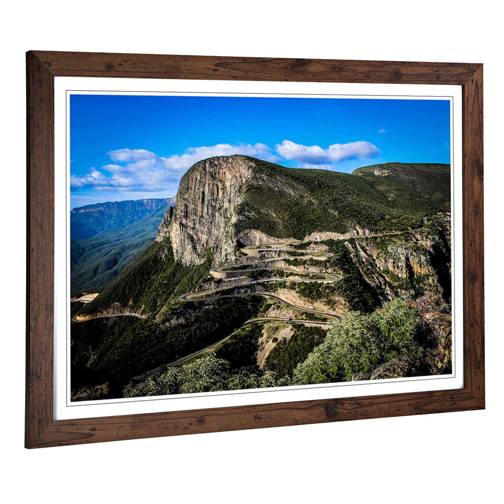 Big Box Art Framed Print of Landscape Angola Mountains (2) Design | Wall Art Picture | Home Decor for Kitchen, Living, Dining Room, Bedroom, Hallway, Office, Walnut, A2 / 24.5x18 Inch / 62x45cm