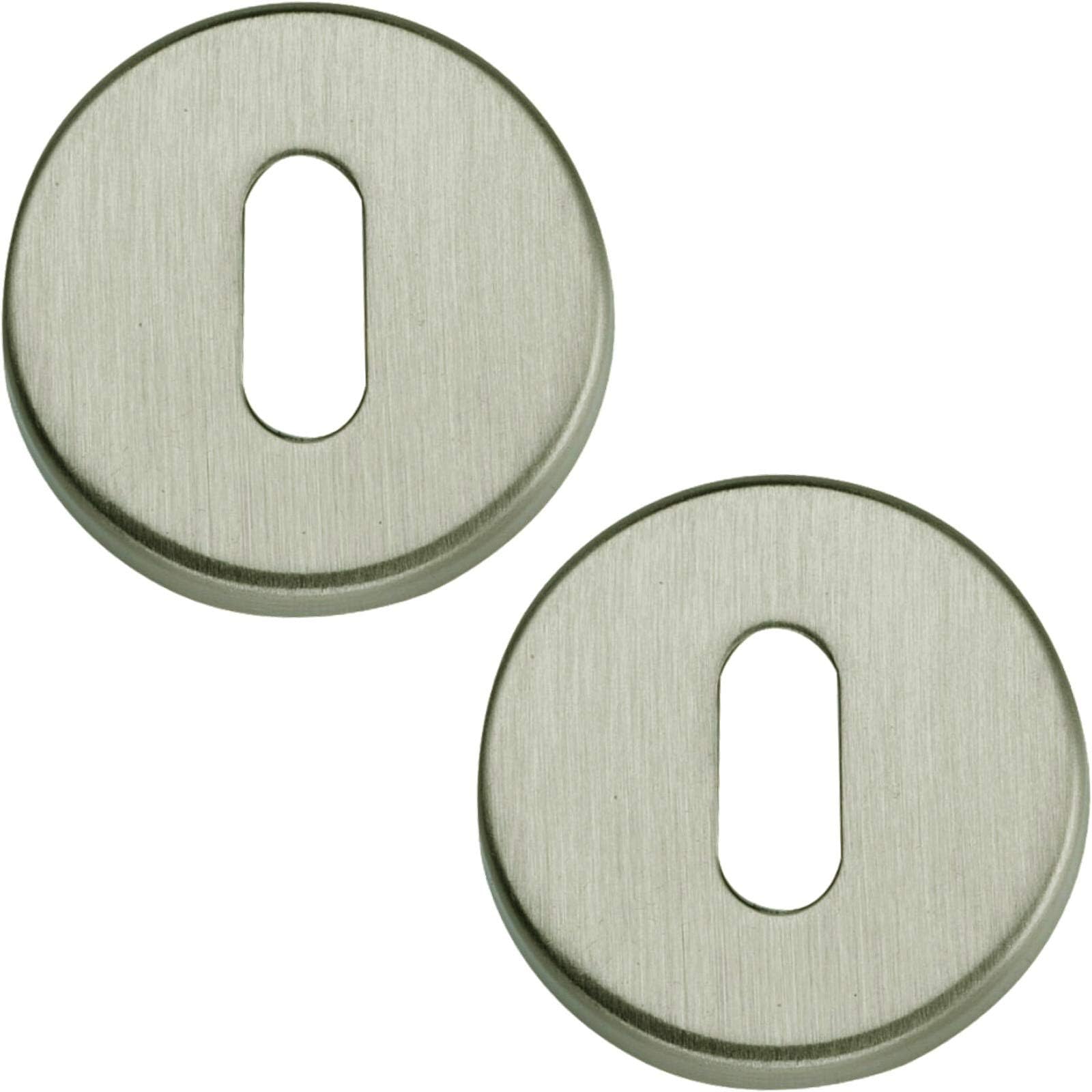 Howdens Bertelli Garda Satin Nickel Door Handles 1 Pair (1 Pair Standard Key Hole Rose Escutcheons)