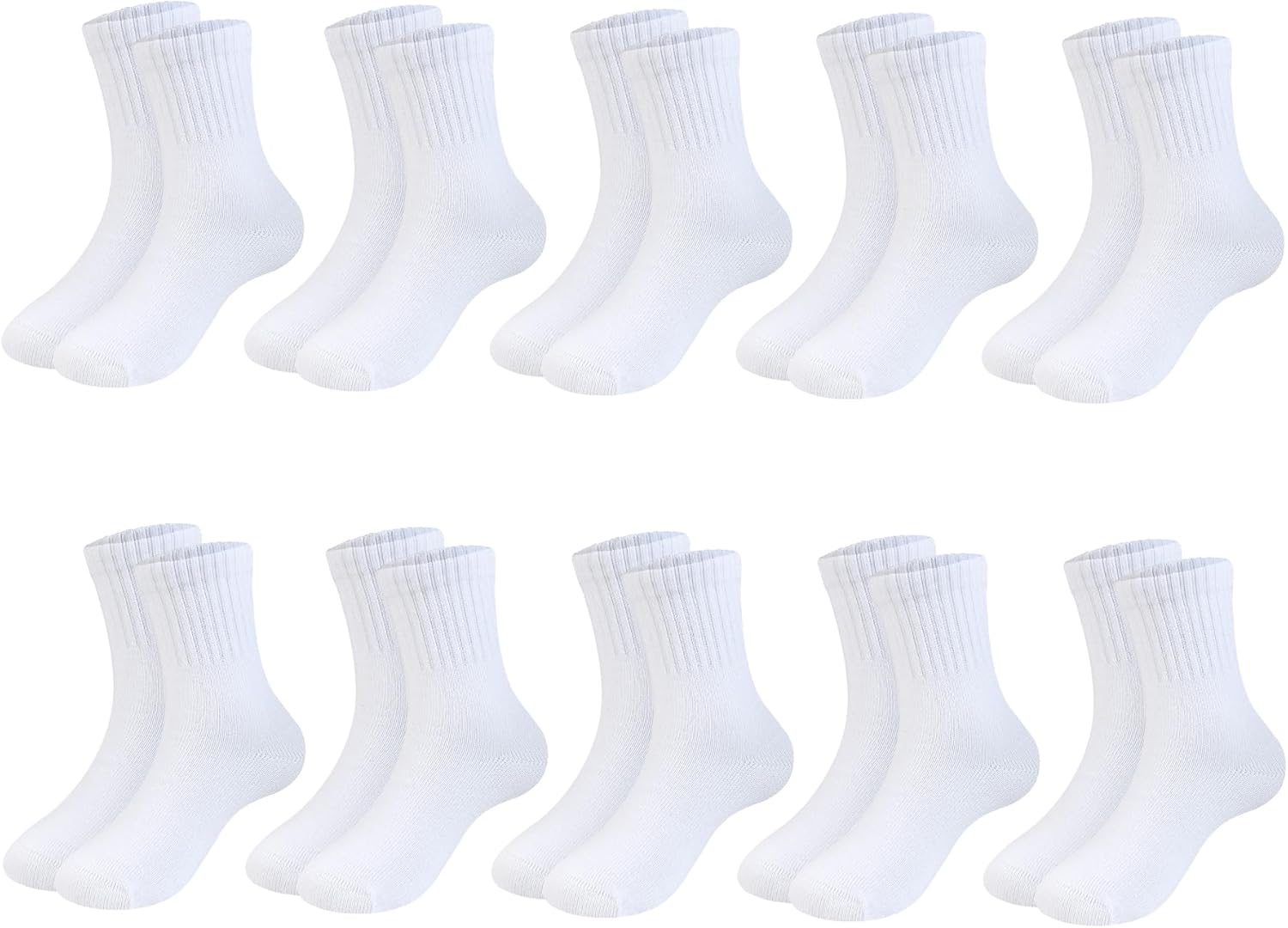 Boys Crew Socks Seamless Girls School Uniform Dress Socks Kids Breathable Cotton Quarter Sock 10 Pairs