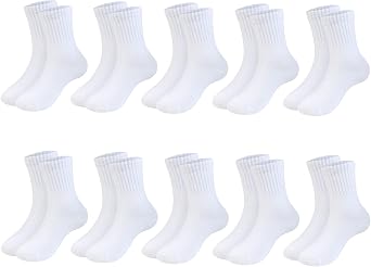 Girls Crew Socks Seamless Boys School Uniform Dress Socks Kids Breathable Cotton Quarter Sock 10 Pairs