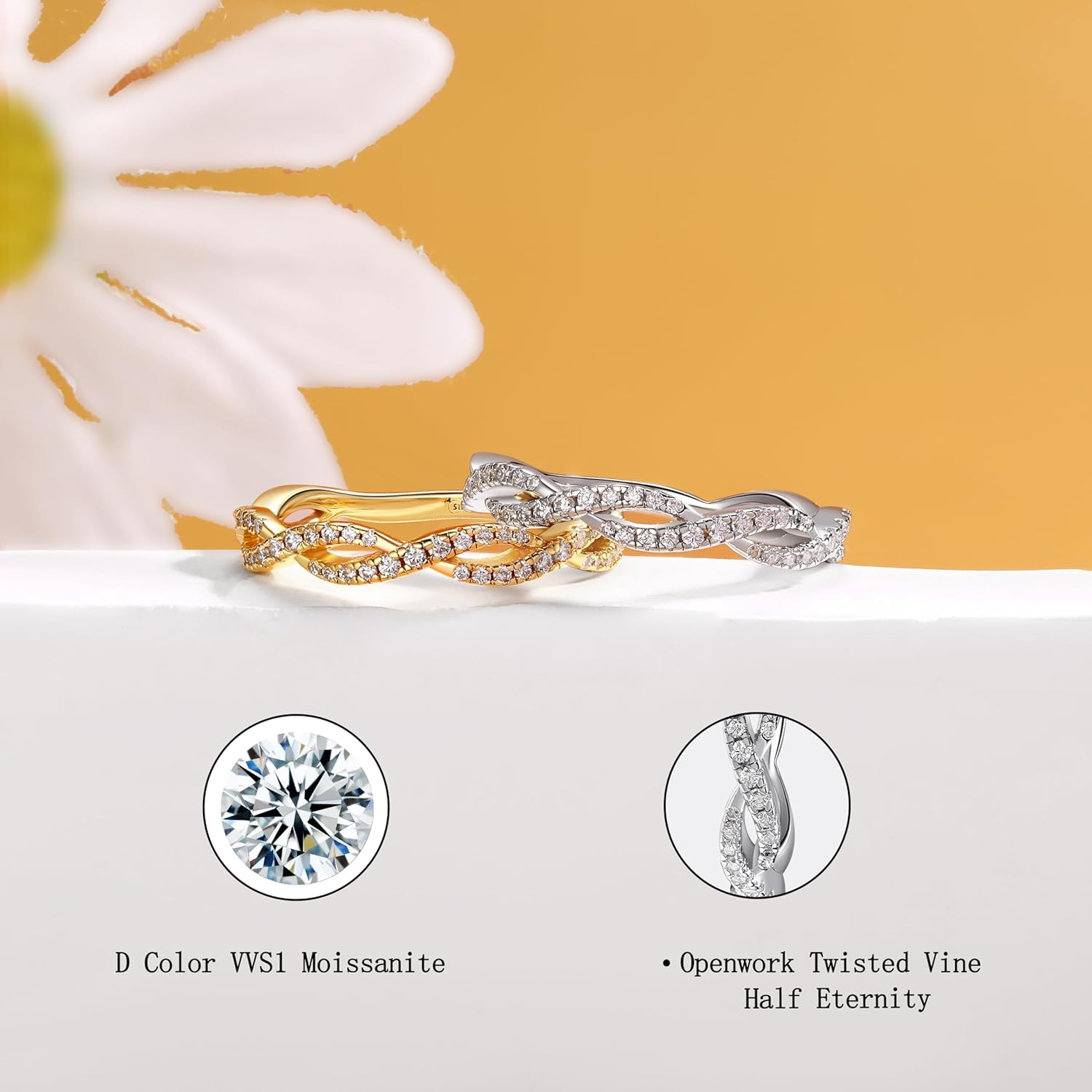 D Color VVS Moissanite Eternity Wedding Band for Women 925 Sterling Silver Stackable Anniversary Ring for Her Size 4-10