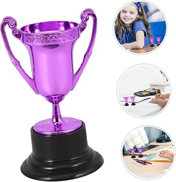 3pcs Purple Plastic Trophy Cup Statue Winner Award for Kids | Graduation Party, Back to School Party, Competition Trophy Kindergarten