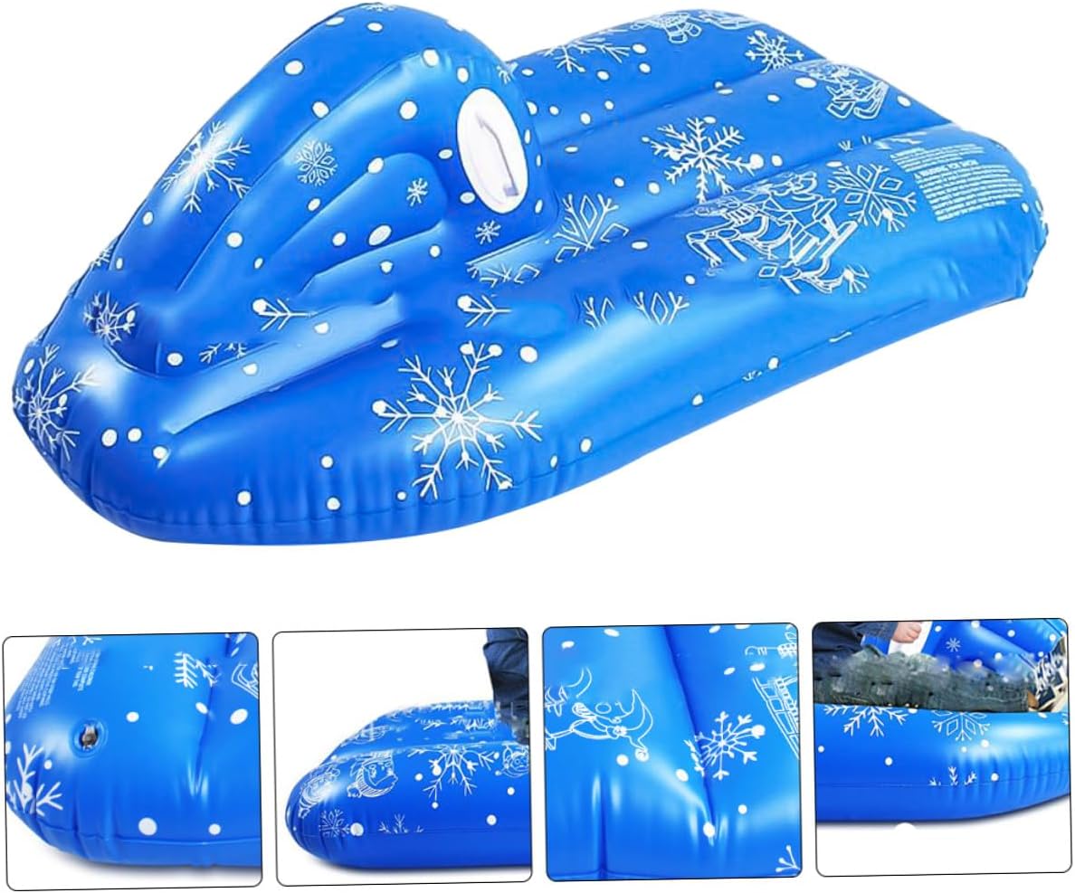 Inflatable Snow Tube and PVC Snow Skiing Sled Cold-Resistant with Sturdy Handles Outdoor Tubing