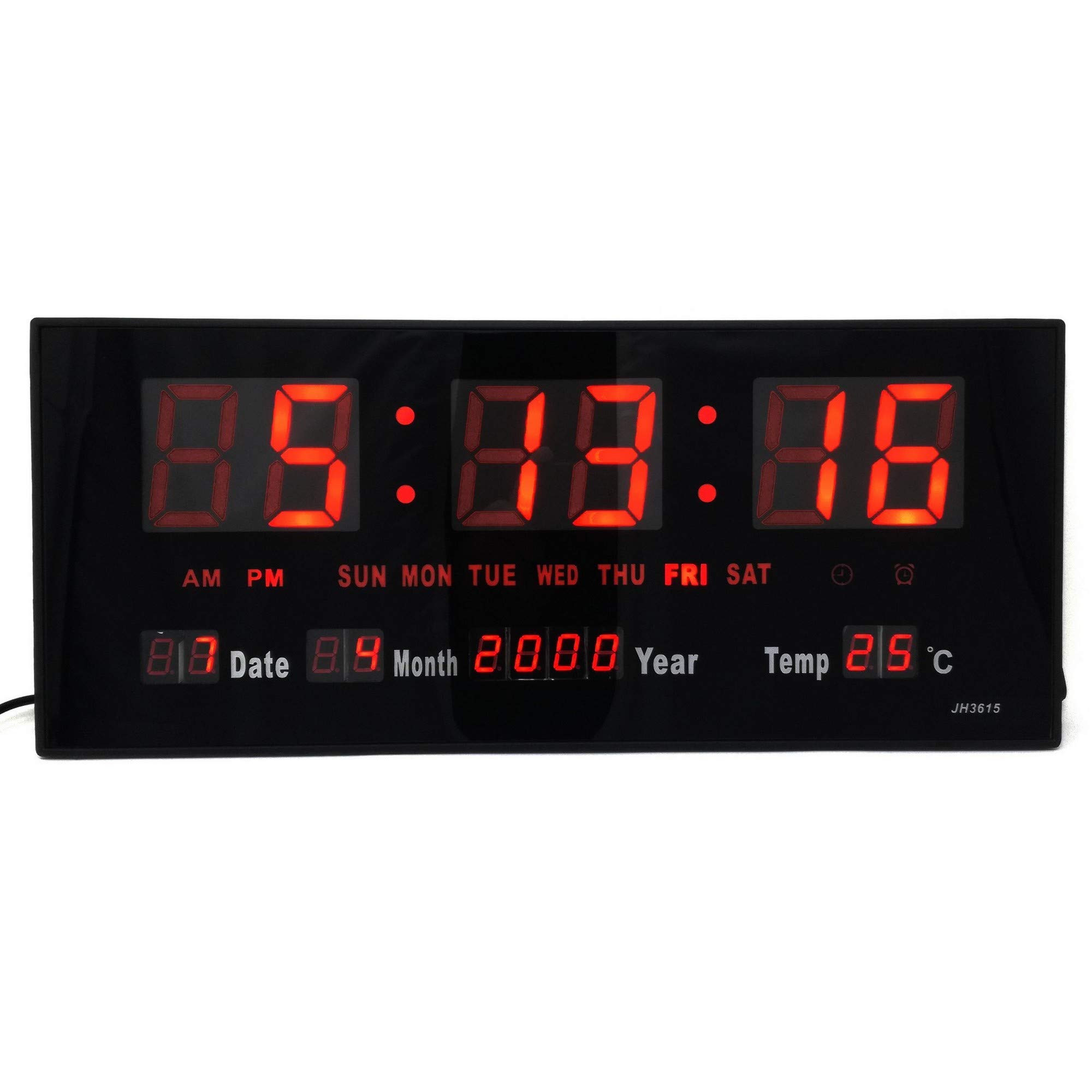 Horloge murale LED rouge anti-oubli avec calendrier et réveil pour ne plus rater l'heure