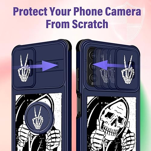 Miniatura 4 de Funda para Samsung A03S 5G (2 en 1, para Samsung Galaxy A03S, diseño de esqueleto de calavera, espeluznante, divertida, gótica, horror, gótico, para