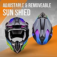 Vista 2 de Casco de motocross para adultos con gafas, guantes y máscara, hebilla de liberación rápida, visera ajustable, casco para adultos, motocross