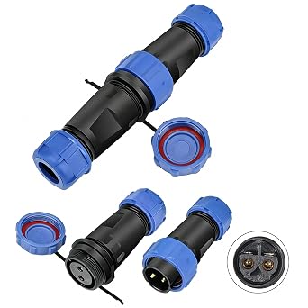2Pair Screw Lock Waterproof Connector IP68 Circular 2 Pin Connector PBT Plastic Shell Quick Plug Aviation Connector SP21 Male Plug and Female Plug 2 Pin