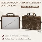 Sac pour ordinateur portable pour hommes 16 Inch Vintage sac en cuir Messenger Portable mallette Grande épaule de corps de bureau ordinateur sac attaché Case Retro College Sac Satchel pour le travail Voyages d'affaires, Brown