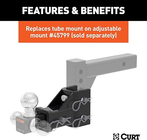 Miniatura 4 de CURT 45802 Soporte de tubo de montaje de bola de enganche de remolque ajustable de repuesto para CURT #45799