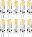 DiCUNO G4 LED Bulb, 2W (20W Halogen Replacement), 3000K Warm White, 12V AC/DC JC Type Bi-Pin Base Light Bulbs for Under Cabinet, Puck Light, Landscape Lighting, 200 Lumen Non-Dimmable, Pack of 10
