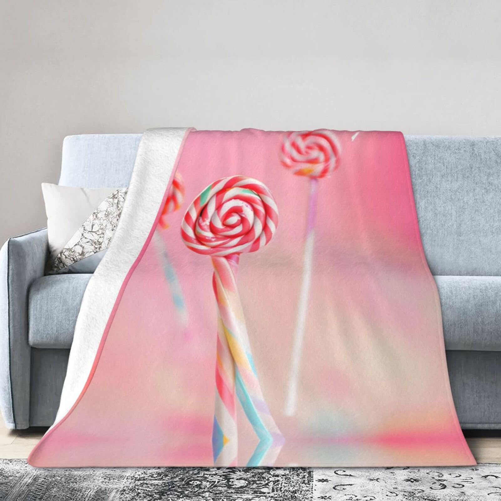 Colorful Lollipop 60"x50" Fleece Blanket, Full Size, Super Soft, Suitable for Bed, Sofa, Camping, All Seasons