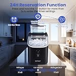 COSTWAY Machine à glaçons avec réservoir d'eau externe, 16Pcs Prêt 6 Mins, 34Lbs/24H Machine à glace portable avec 13 Niveaux d'épaisseur, auto-nettoyage, 24H Réservation pour le bar du Home Office, Noir