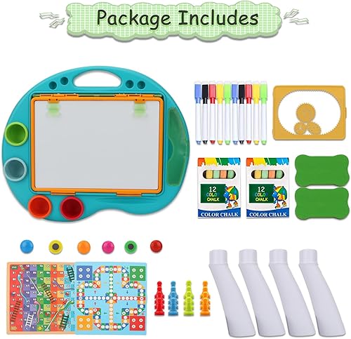 Miniatura 4 de Caballete de arte de mesa para niños, caballetes de dibujo portátiles de doble cara con graffiti y suministros de pintura para niños pequeños y