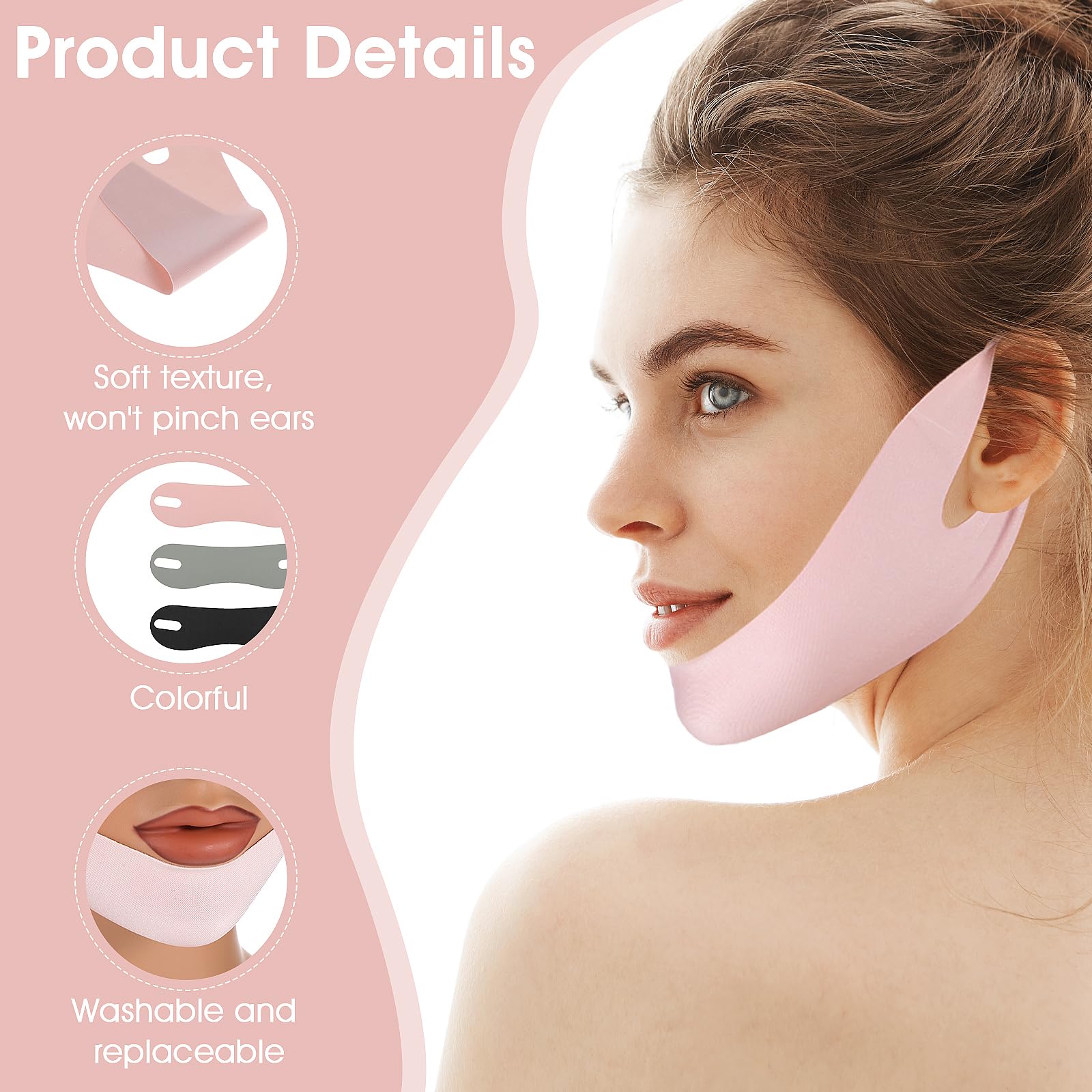 Doppelkinn‑Maske Wiederverwendbar – V‑Line Lifting Maske Für Kinn & Jawline, Atmungsaktiv, Farbe Lila