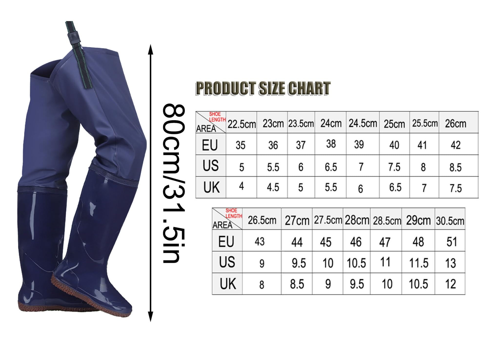 Hip Wader 80 Cm Alto Hip Wader,Antiscivolo PVC Leggero Hip Boot Con Fibbia Stivali Per Uomini E Donne