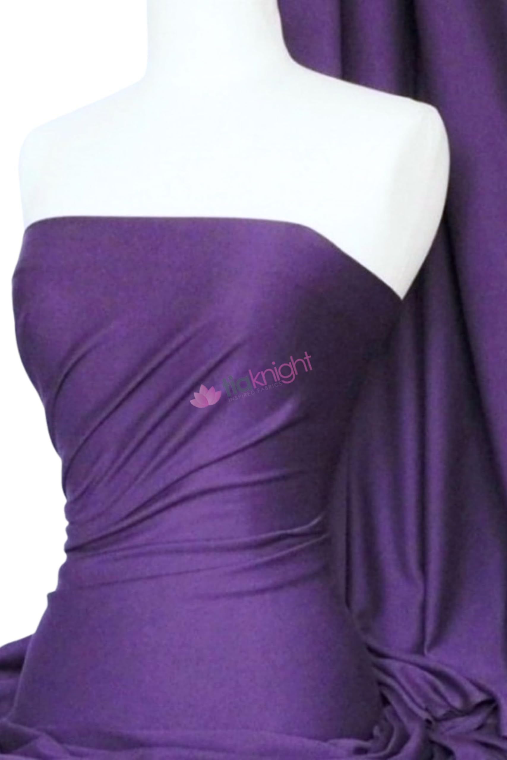 Soft Fine 1x1 Rib 100% Cotton Knit Jersey Fabric | Soft T-Shirt Material | Over 50 Colours | Oeko-Tex Certified | Same Day Dispatch | by Tia Knight (Q61) (Purple)