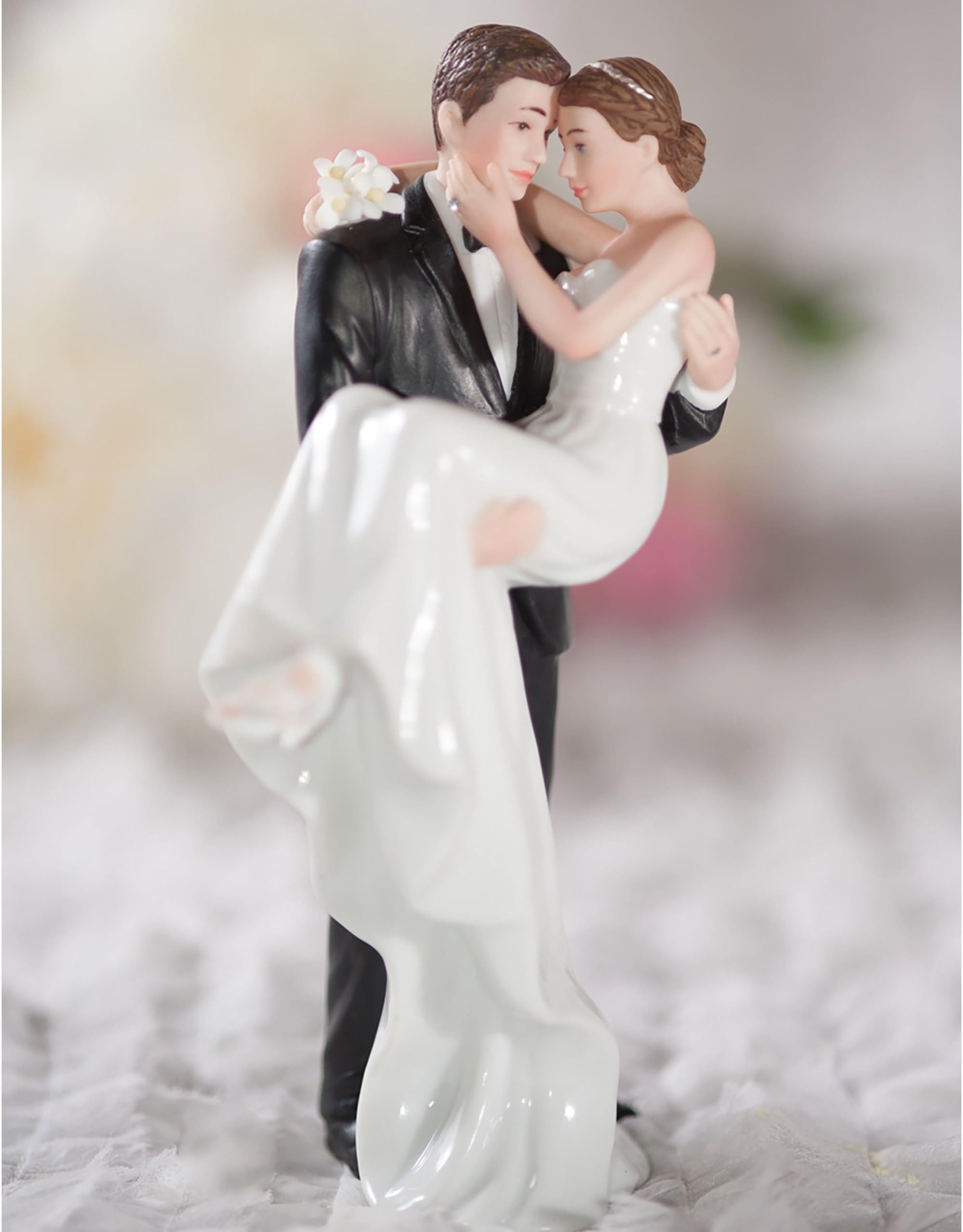Wedding Collectibles Personalized Groom Holding Bride Traditional Cake Topper Figurine: Custom Hair Color Available