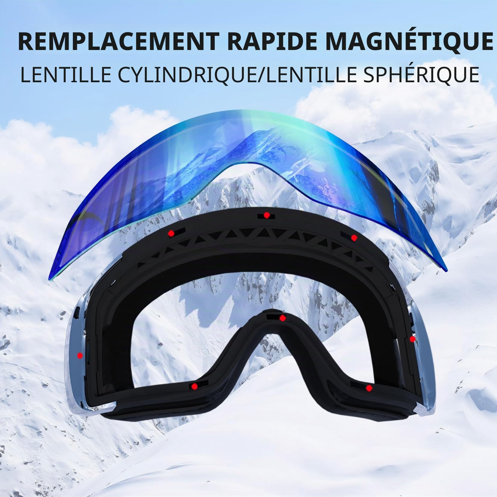 Lunettes de Ski Goggles Masque Snowboard Lunettes Motocross Masque pour Lentille Antibuée