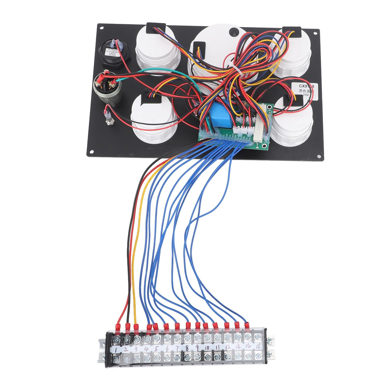 Juego de Manómetros para Panel de Instrumentos de Yate, 85mm, 24V, 0-3000RPM, Temperatura del Agua, Nivel de Aceite, Manómetro de Presión de Aceite con Llave (led rojo)
