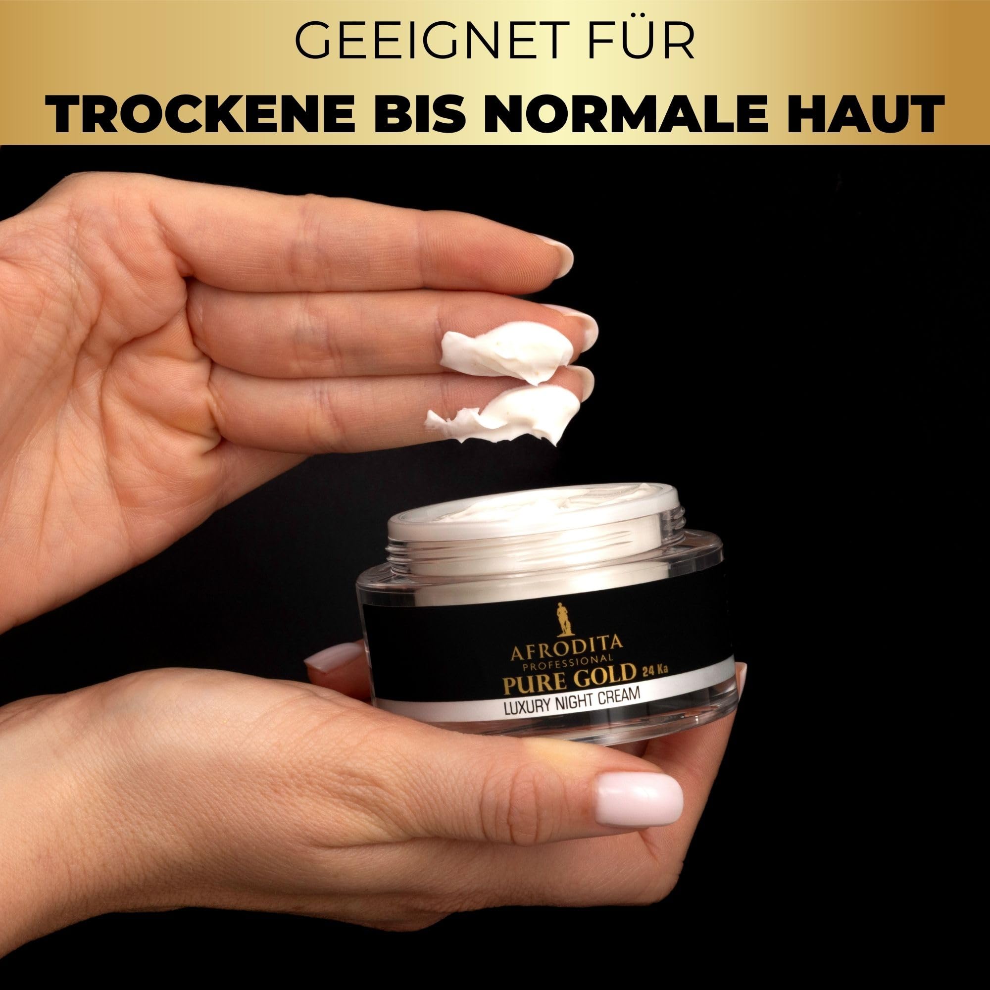 Afrodita Professional Pure Gold 24K Luxus Nachtcreme, Anti-Falten Gesichtscreme für reife trockene bis normale Haut, 50 ml, nährende 24 Karat Gold Pflege für glattere straffere Haut