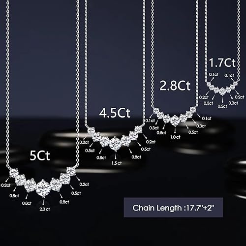 Miniatura 4 de Diamond Pendant Necklaces for Women, Moissanite Necklace 0.5Ct-7.6Ct, Anniversary Birthday Gifts for Wife, Soulmate, Jewelry Gift for Women Mom