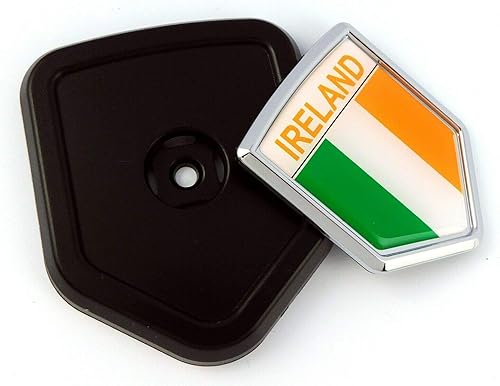 Miniatura 3 de Bandera irlandesa de Irlanda para coche, camión, escudo negro, parrilla, emblema cromado, 2.6 x 3.1 pulgadas