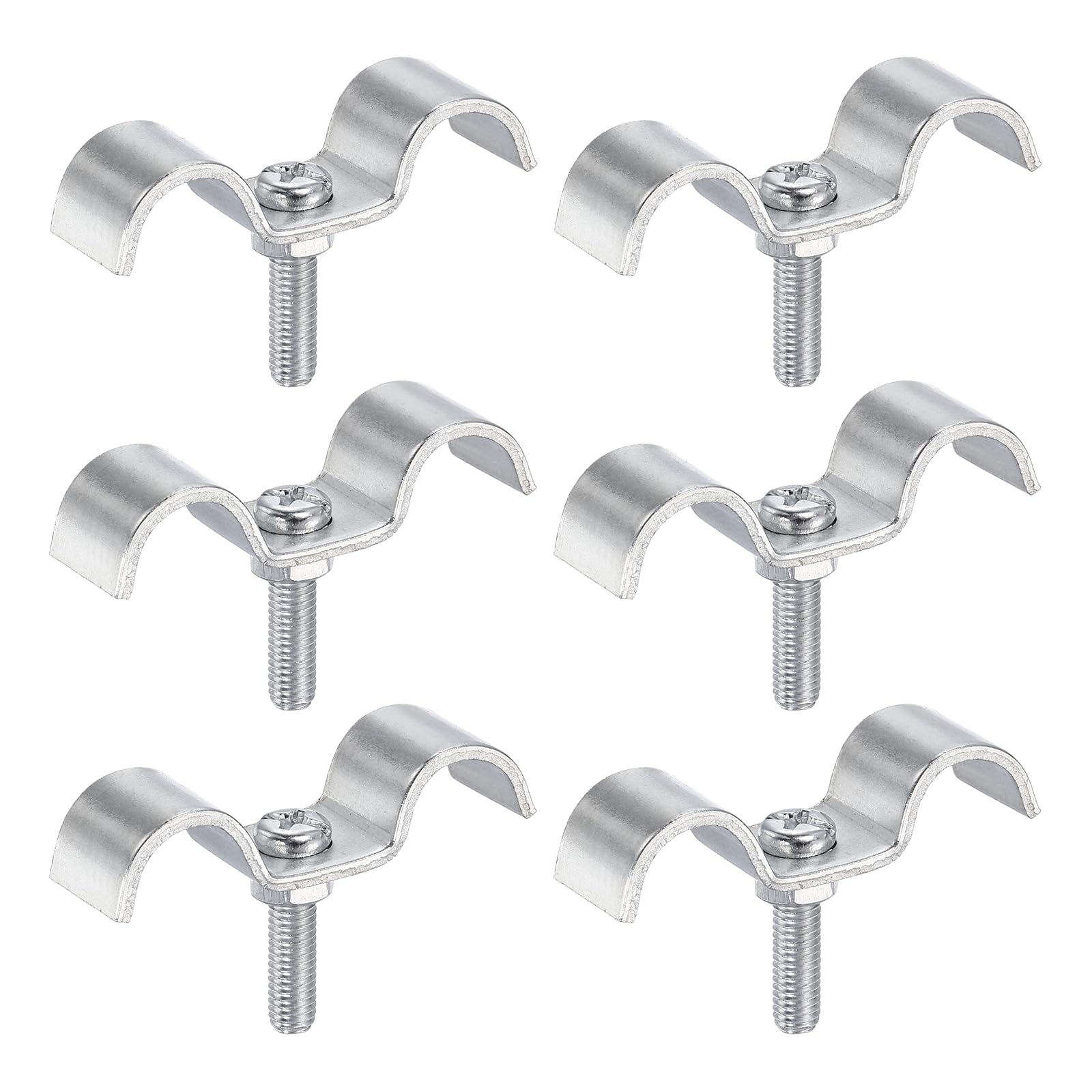 sourcing map 6Set Stainless Steel Double Line Clamp 12 mm / 1/2 inch Fuel Lines Clips M-Shape Mounting Clip for Brake Fuel Lines Tubes Wire Pipe Cord Installation, Silver — image 1