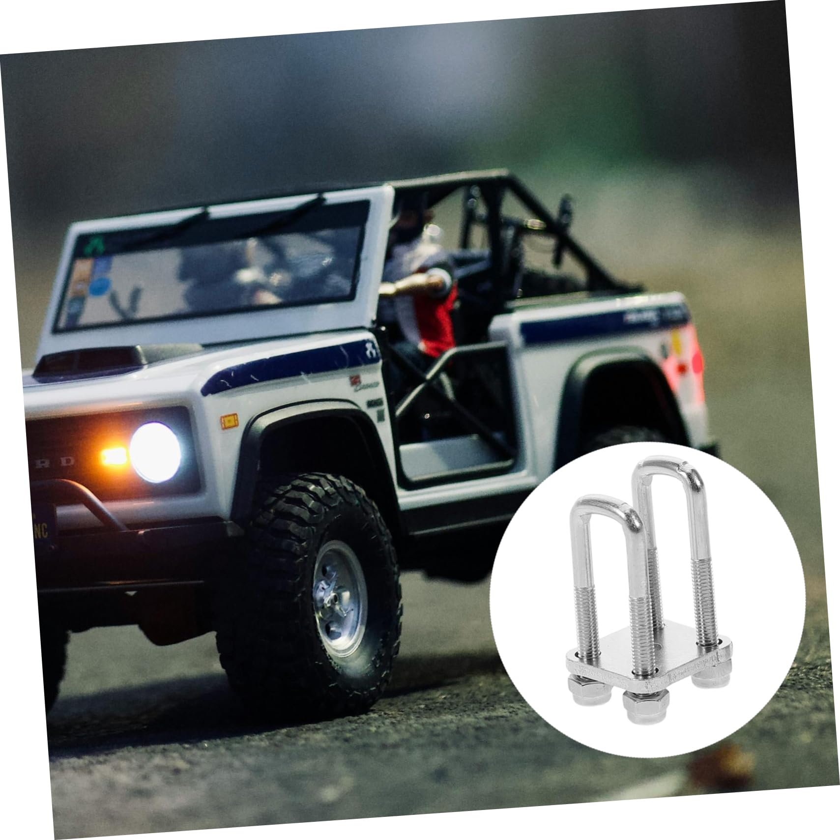 Luxshiny 4pcs Mini Stainless Steel Square U Bolts Durable U Shaped Bolts for Trailers and Model Vehicles Realistic Simulation Design with Spring Steel Plate Industrial Supplies for