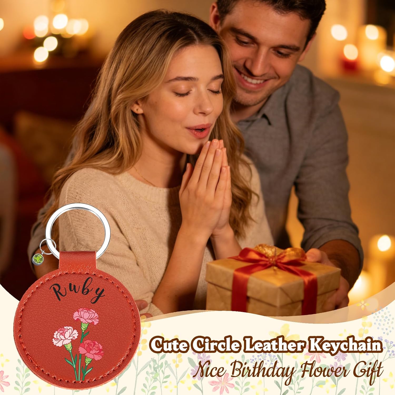 Personalized Birth Flower Keychain Gifts for Women Birthday Gift for Girls Her Daughter Custom Birthstone Gift Christmas - Image 2