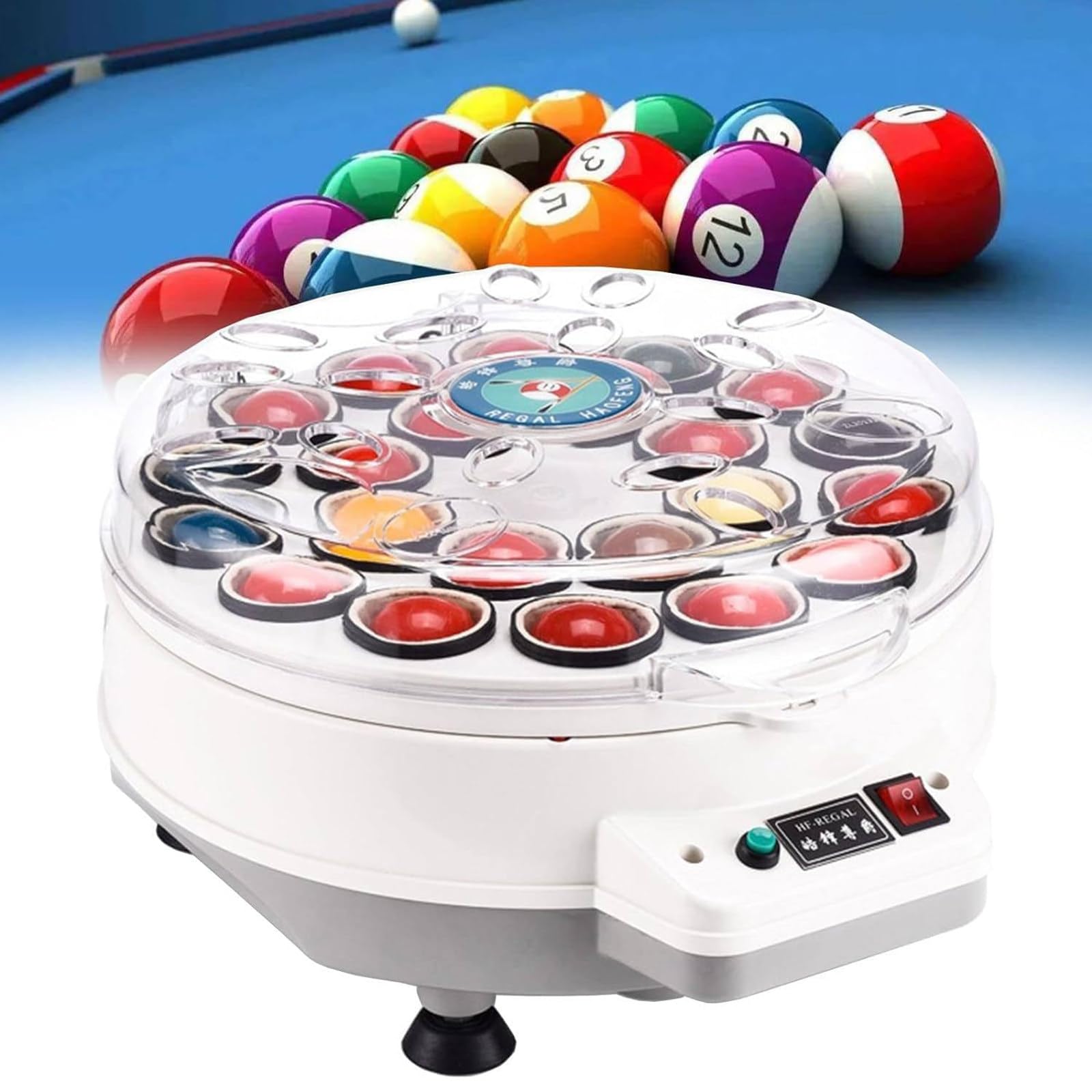LHUITUI Automatic Billiard Ball Polishing Cleaning Machine, Electronic Ball Cleaner Machine, Pool Ball Cleaner And Polisher Machine, Wool Loops, Rapid Heat Dissipation, For Home Club Use 22balls