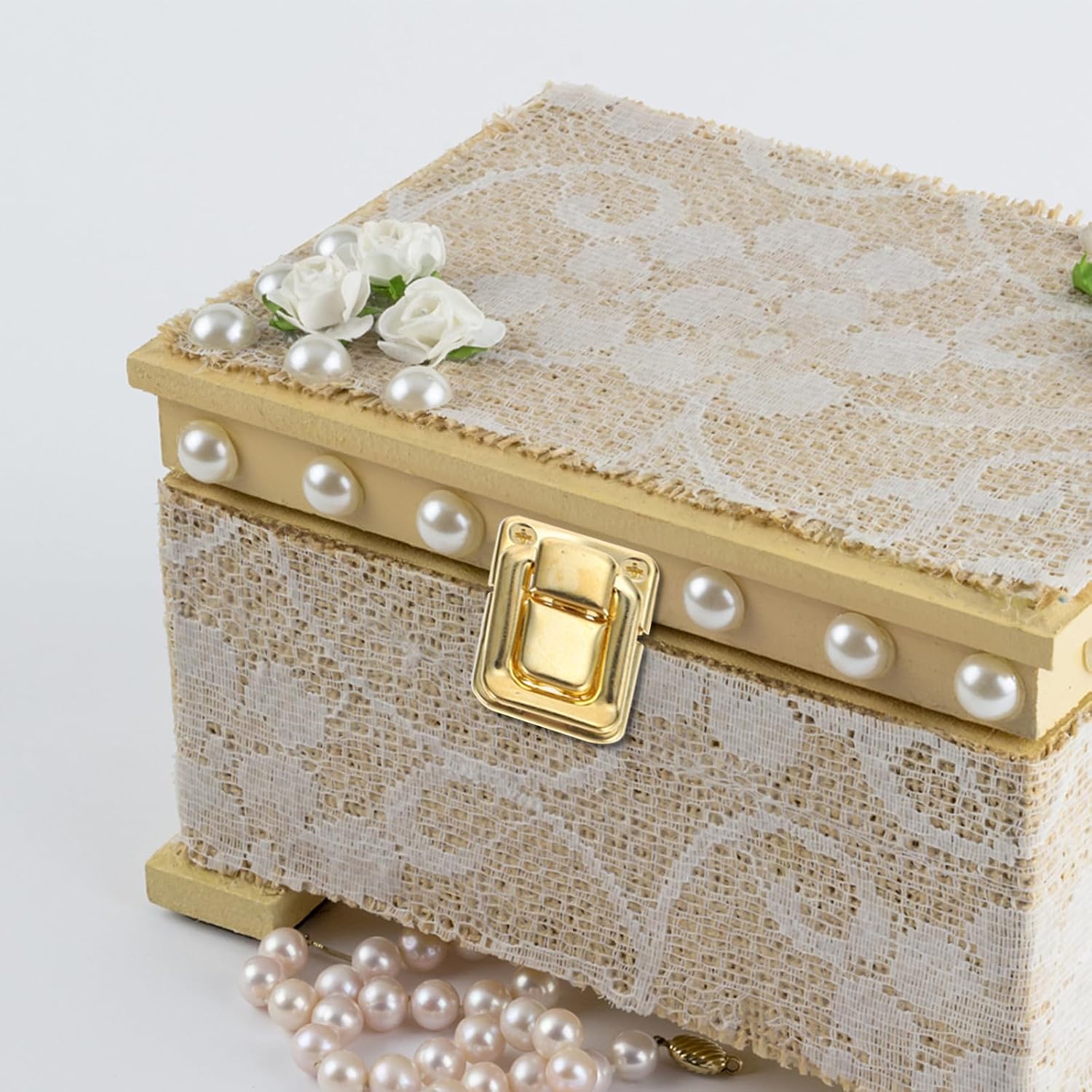 30pcs Antique Jewelry Box Buckle Latches Wooden Case Hasps with Gold Finish 25x37mm for Decorative Suitcase and Retro Box Hardware