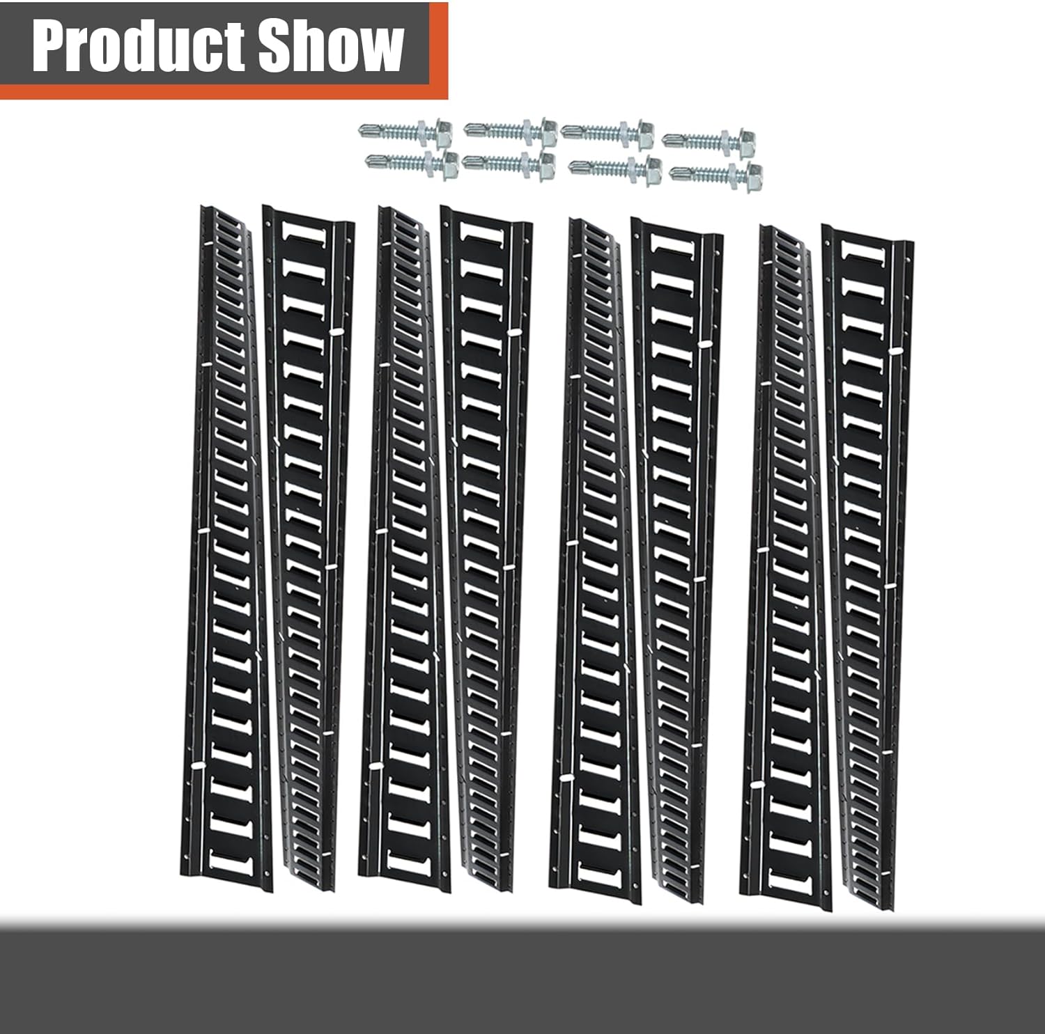 labwork 8 PCS Powder Coat Black E Track Tie Down Rail Kit 5 Foot for Garages Van Trailers Motorcycle Tie Downs Heavy Loads Up to 2000 lbs