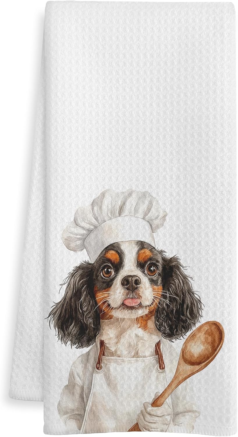King Charles Cavalier Gifts Kitchen Towels, Cavalier King Charles Spaniel Gifts Dish Tea Towel, Dog Lover Gifts Decorative Hand Towels for Kitchen Bakery Decor, 16x24 Inch