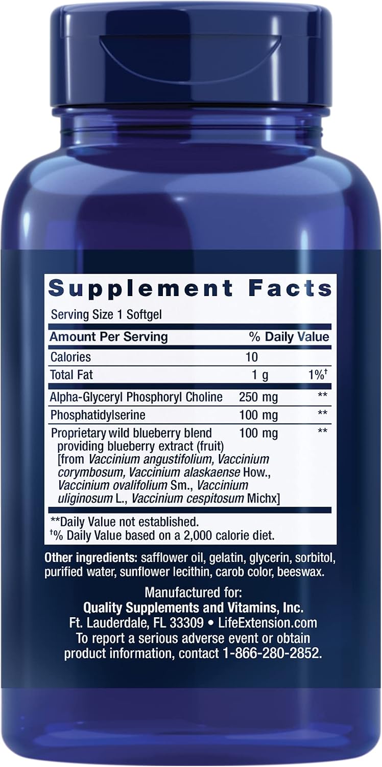 Life Extension Cognitex Basics - Brain Health Supplement - For Memory, Focus, Attention, Cognitive Performance and Inflammatory Response - Non-GMO, Gluten-Free - 30 Softgels