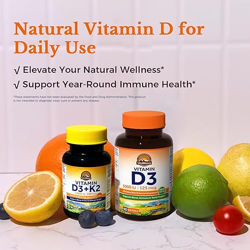 Miniatura 8 de Vitalitown Vitamina D3 125 mcg (5000 UI) de alta potencia para apoyo a la salud ósea, dientes, corazón e inmunológico, a base de aceite de oliva,