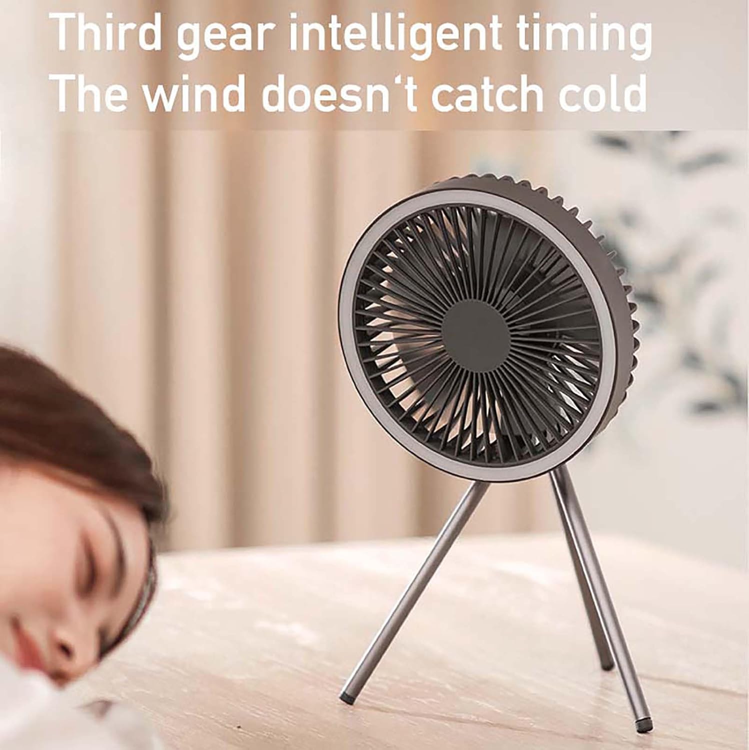 Camping Fan Portable Charging Electric Fans LED Lighting 10000mAh USB Wireless Ceiling Fan Tripod Outdoor Ventilator with Power Bank