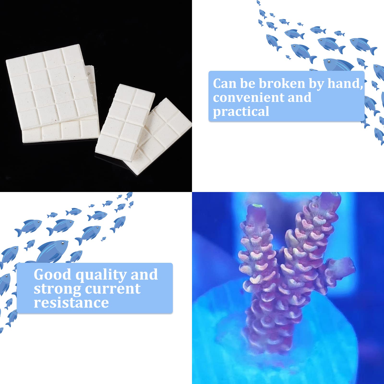 CHGCRAFT Piastrelle in ceramica per acquario, 12 pezzi, supporto per acquario, base di corallo, base quadrata, per diffusore di calore, per la maggior parte dei frammenti di corallo dell'acquario