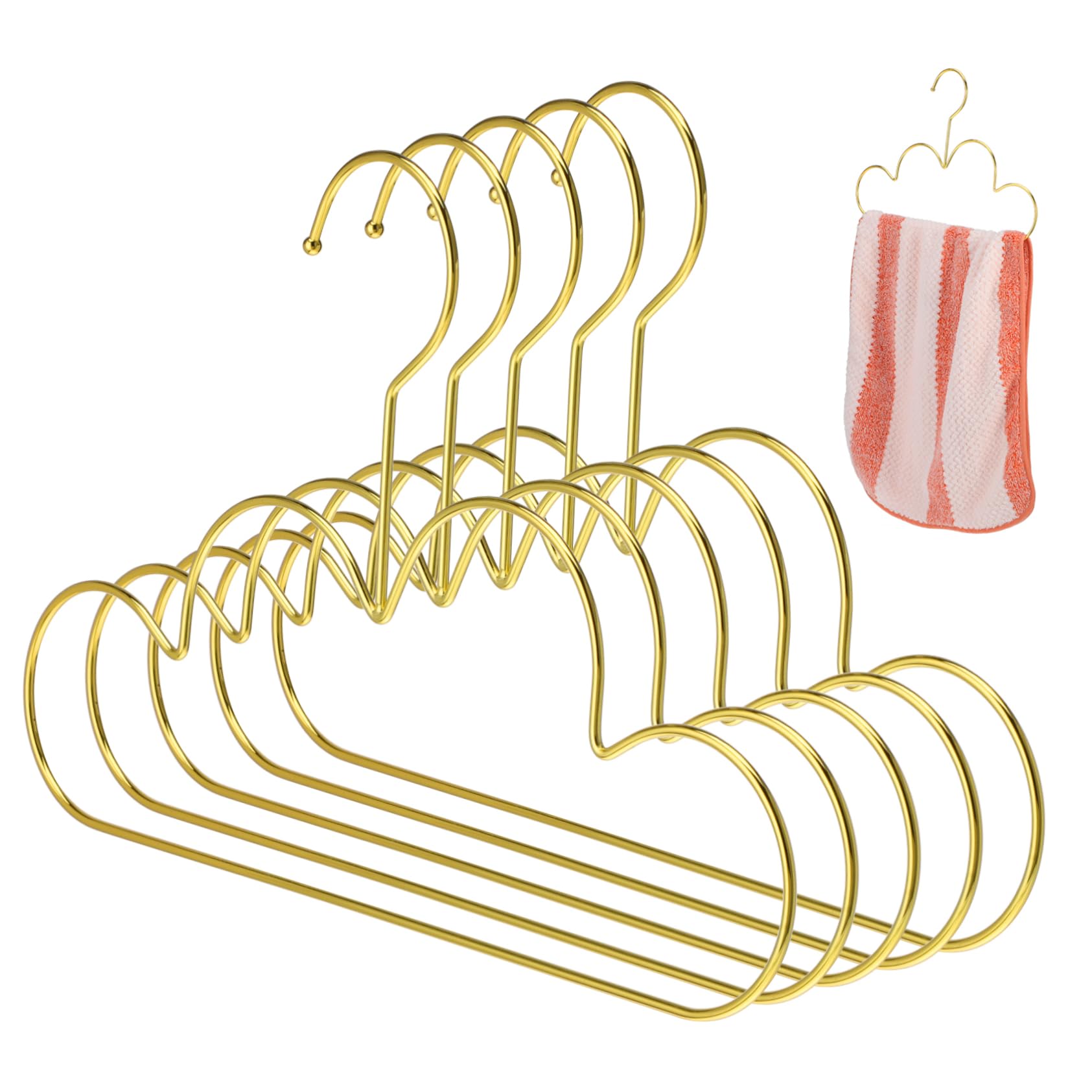 STOBAZA 5pcs Metal Clothes Rack Hanger Suit ’s Teen Cute Shape Wire Coat Rack Non Fancy Nursery Junior Cloud Garment Laundry Size Golden