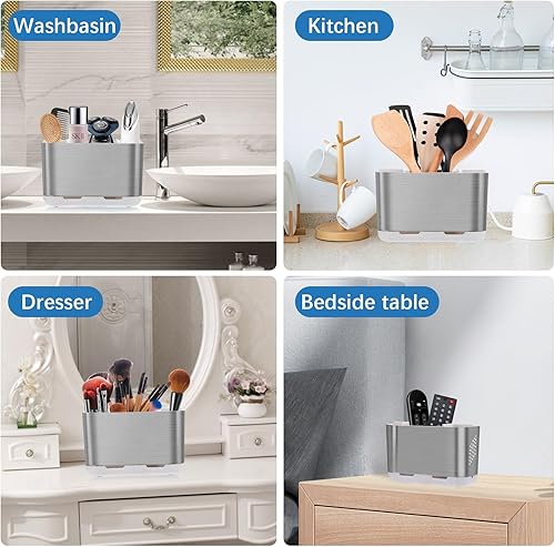 Miniatura 7 de Portacepillos de dientes para encimera organizadora de baño, desmontables, antideslizantes, grandes soportes para cepillos de dientes eléctricos, de