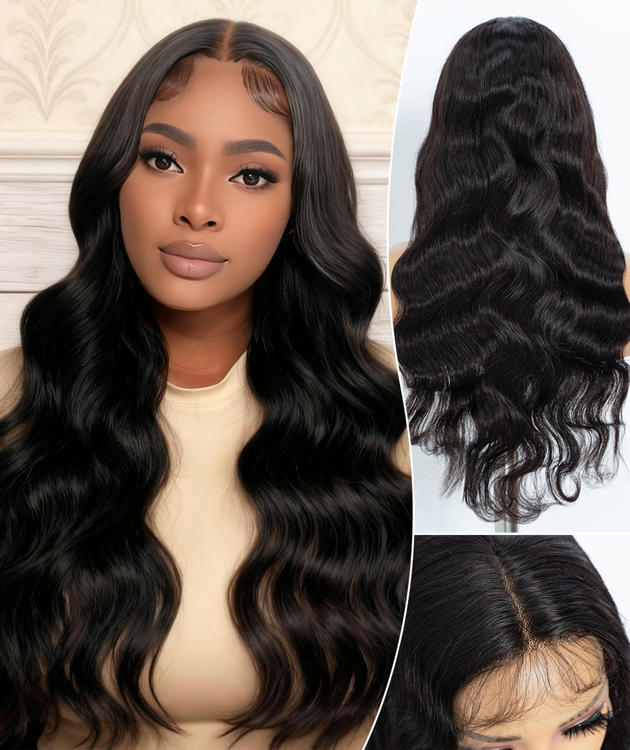 QUEEN VIRGIN REMY QVR 16 inch Body Wave Lace Front Wigs Human Hair Pre Plucked Lace Wig with Baby Hair Black Glueless Human Wigs for Women