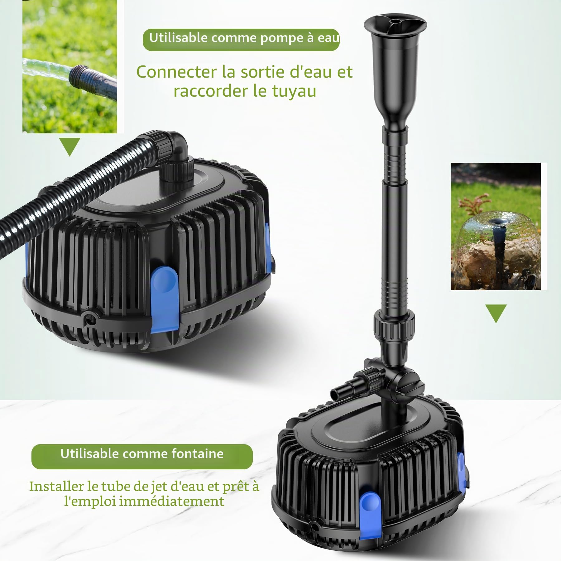 Forever Speed Pompe de fontaine extérieure 2500 l/h Bassin pour jardin, étang, fontaine 45 W