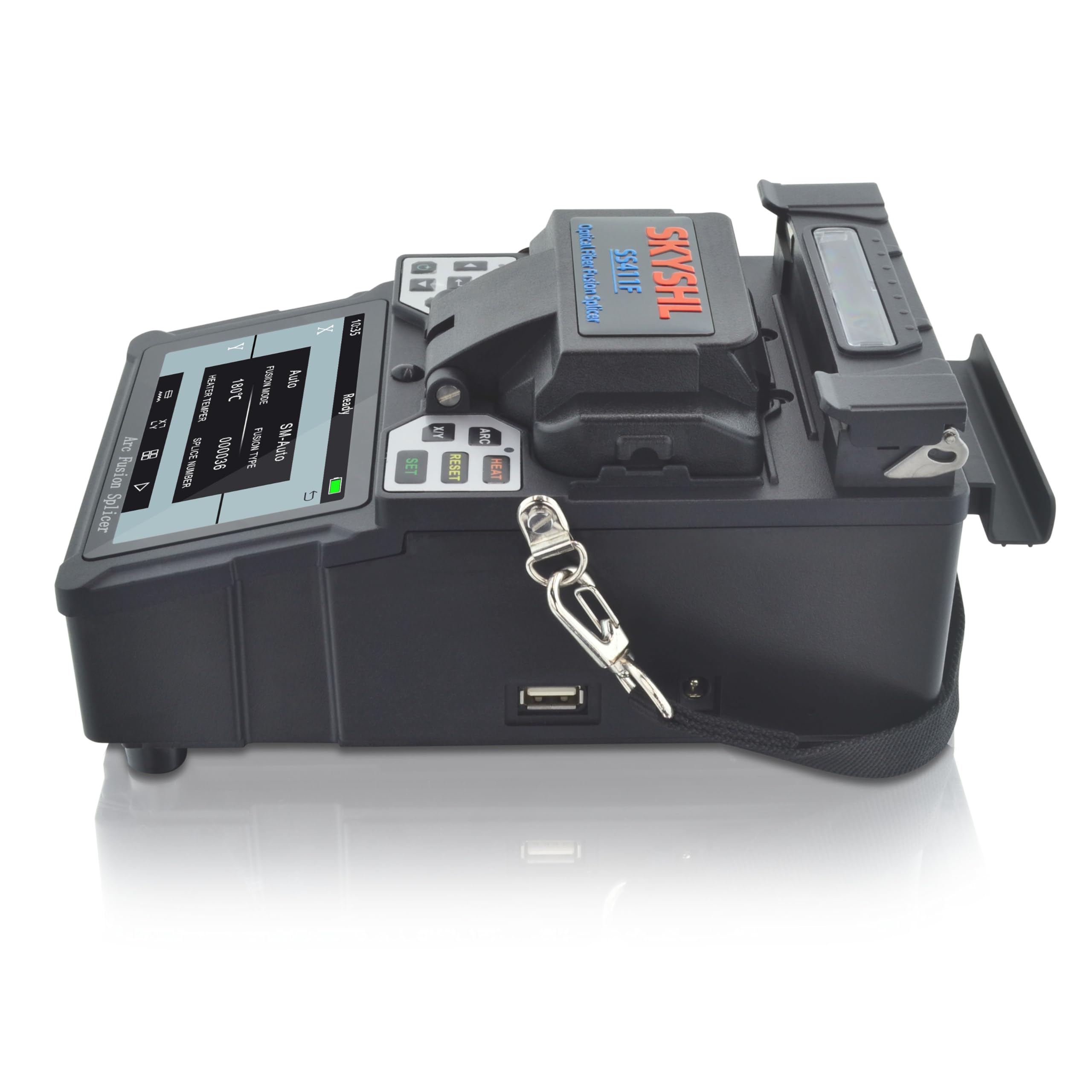 Kern zu Kern Glasfaser Spleißgerät 4,3-Zoll-Touchscreen Mini LWL Spleißgerät Optical Fiber Splicing Fusion Splicer Fusionsspleißgerät mit Auto Spleißen und Auto Heizung-SS411F-211