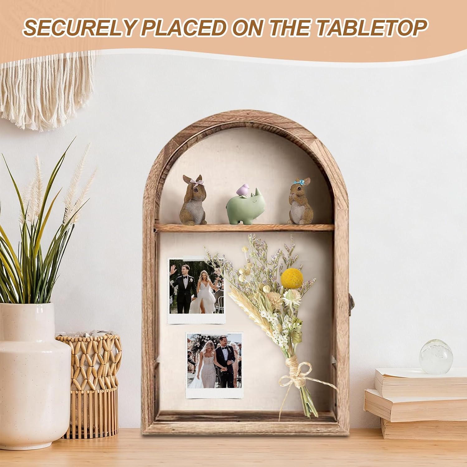 Shadow Box Frame 10x16, Natural Wood Display Case with Linen Back, Deep Picture Frame for Photos, Keepsakes, Flowers, Medals, Memorabilia, DIY Crafts, Wedding or Pet Memory Box Wall & Table Decor