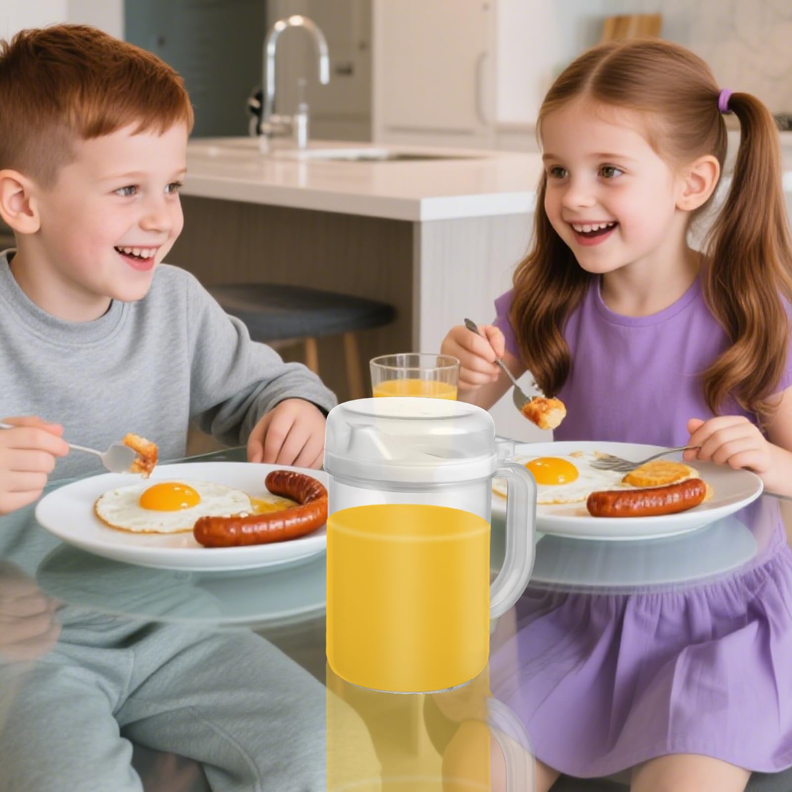 6 Pack Early Learning Kids Easy Pour Mini Pitchers 20 Oz Clear Plastic Pitcher with Lid and Handle Child Mini Easy Pour Bottles for Water Milk Tea Classroom Nursery Home - Image 6