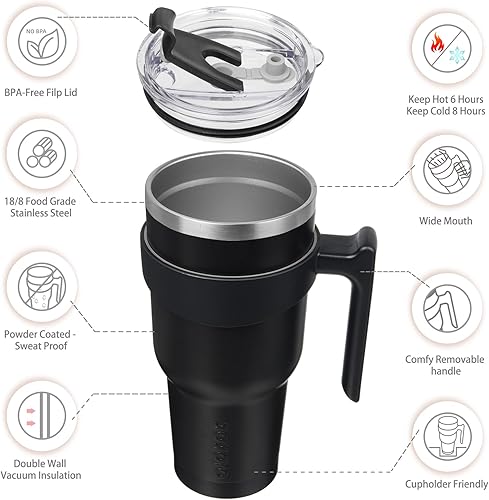 Miniatura 246 de BJPKPK 30 oz Tumbler With Handle And Straw Stainless Steel Insulated Tumbler Cups For Water Or Ice Coffee,Blood Moon